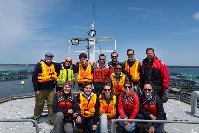 A group of Professional Science Master's in Ocean Food Systems students on a boat in Iceland